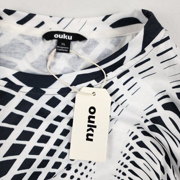 Ouku Shirt Mens XL Black White Geometric Print L/S Pullover NWT - Picture 6 of 7
